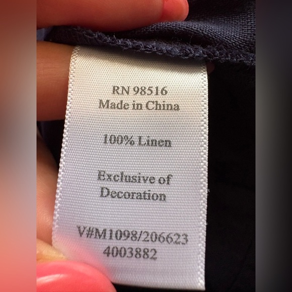 Coldwater Creek Womens navy blue 100% linen tunic front button longsleeve sz M - Picture 7 of 8